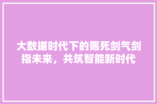 大数据时代下的赐死剑气剑指未来，共筑智能新时代