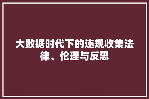 大数据时代下的违规收集法律、伦理与反思