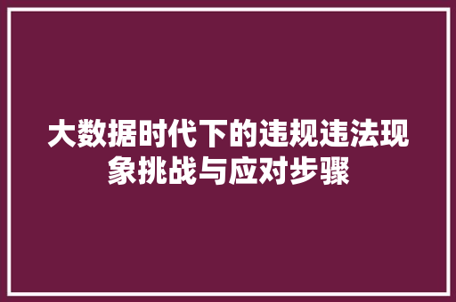 大数据时代下的违规违法现象挑战与应对步骤
