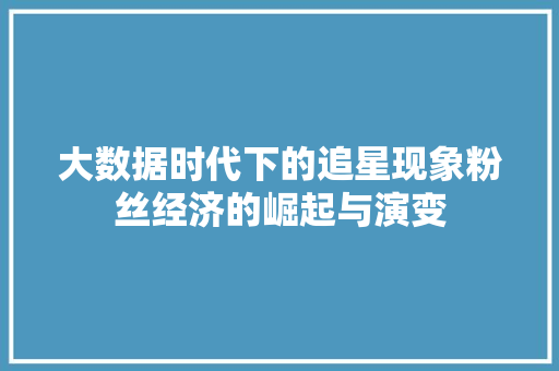 大数据时代下的追星现象粉丝经济的崛起与演变