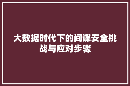 大数据时代下的间谍安全挑战与应对步骤