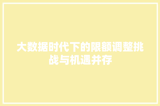 大数据时代下的限额调整挑战与机遇并存