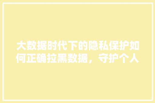大数据时代下的隐私保护如何正确拉黑数据，守护个人隐私