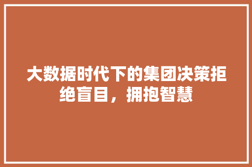 大数据时代下的集团决策拒绝盲目,拥抱智慧 大数据时代下的集团决策拒绝盲目,拥抱智慧