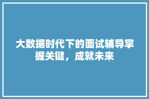 大数据时代下的面试辅导掌握关键，成就未来