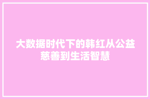 大数据时代下的韩红从公益慈善到生活智慧