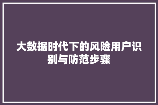 大数据时代下的风险用户识别与防范步骤