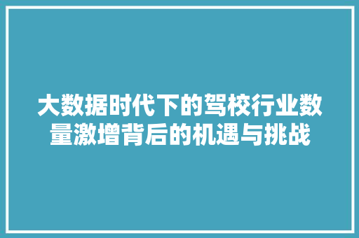 大数据时代下的驾校行业数量激增背后的机遇与挑战