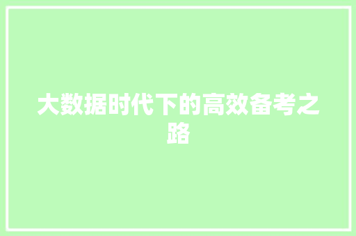 大数据时代下的高效备考之路