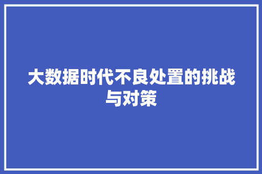 大数据时代不良处置的挑战与对策