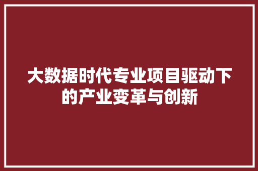 大数据时代专业项目驱动下的产业变革与创新