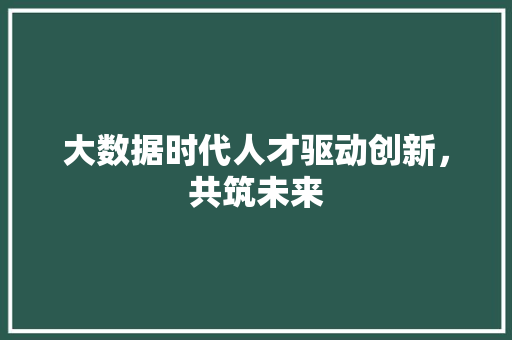 大数据时代人才驱动创新，共筑未来