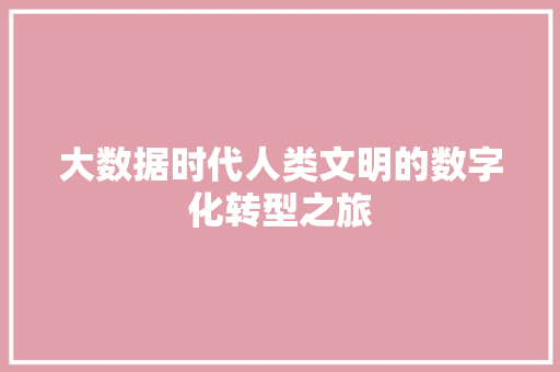 大数据时代人类文明的数字化转型之旅