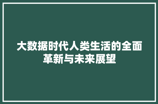 大数据时代人类生活的全面革新与未来展望