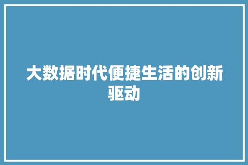大数据时代便捷生活的创新驱动