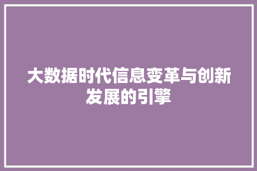 大数据时代信息变革与创新发展的引擎