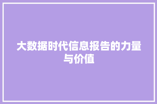 大数据时代信息报告的力量与价值