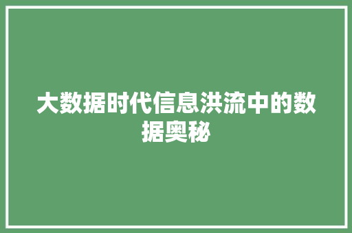 大数据时代信息洪流中的数据奥秘