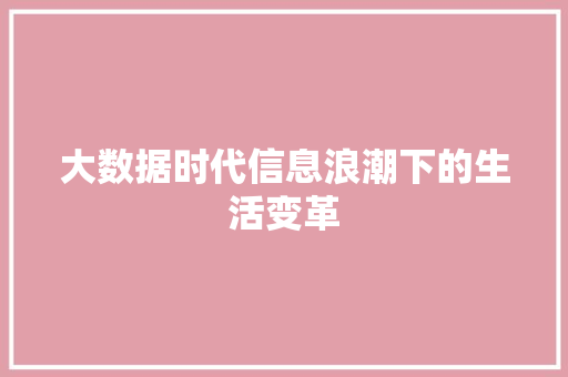 大数据时代信息浪潮下的生活变革