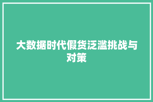 大数据时代假货泛滥挑战与对策