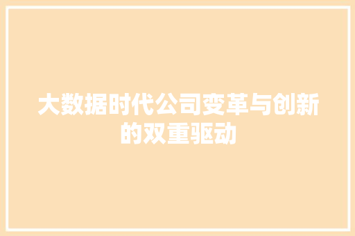 大数据时代公司变革与创新的双重驱动