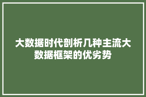 大数据时代剖析几种主流大数据框架的优劣势