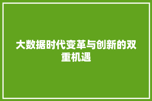 大数据时代变革与创新的双重机遇