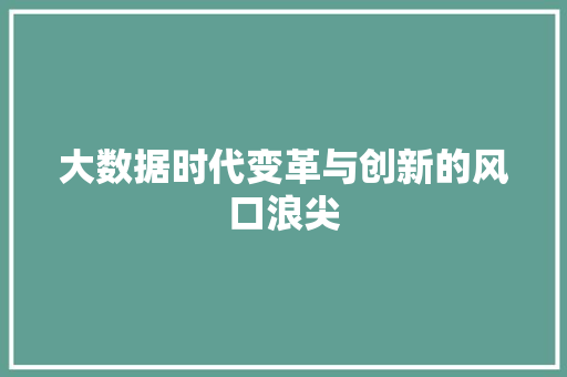 大数据时代变革与创新的风口浪尖