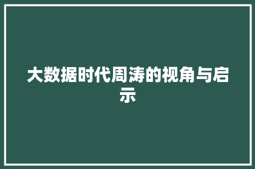 大数据时代周涛的视角与启示