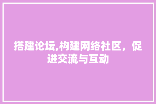 搭建论坛,构建网络社区，促进交流与互动 搭建论坛,构建网络社区，促进交流与互动 电脑配置