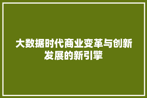 大数据时代商业变革与创新发展的新引擎