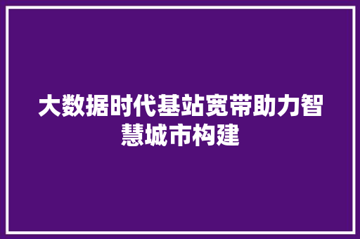 大数据时代基站宽带助力智慧城市构建