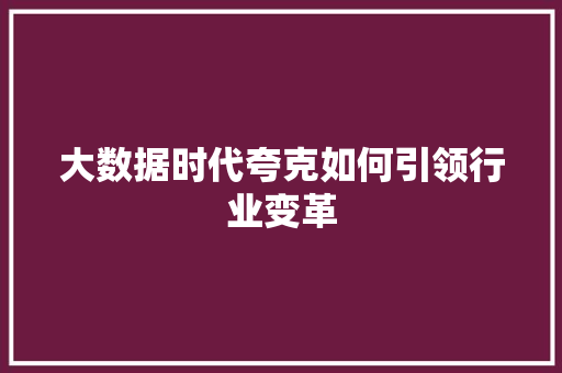 大数据时代夸克如何引领行业变革