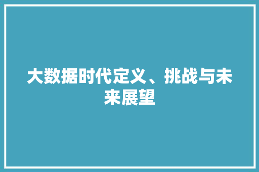 大数据时代定义、挑战与未来展望