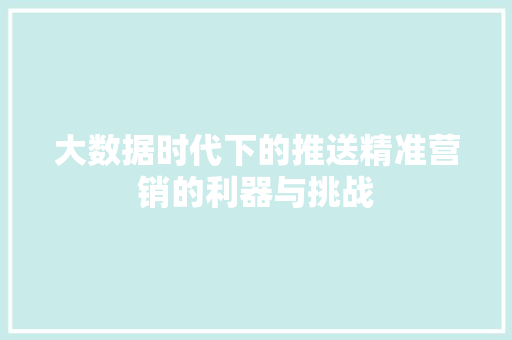 大数据时代下的推送精准营销的利器与挑战
