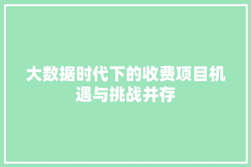 大数据时代下的收费项目机遇与挑战并存