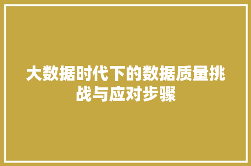 大数据时代下的数据质量挑战与应对步骤