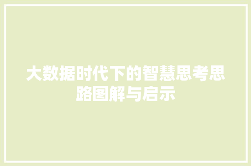 大数据时代下的智慧思考思路图解与启示
