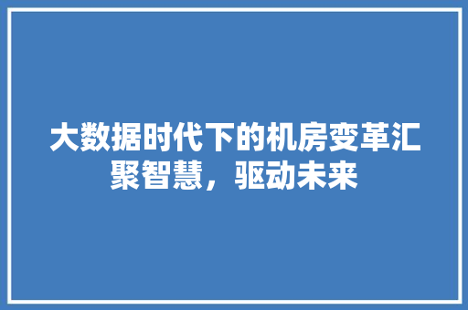 大数据时代下的机房变革汇聚智慧，驱动未来 编程语言