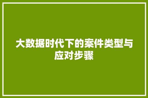 大数据时代下的案件类型与应对步骤 网络技术