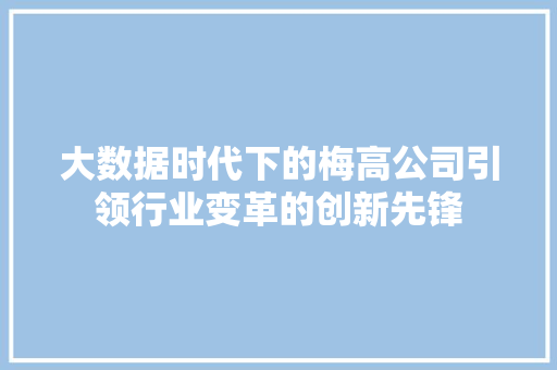 大数据时代下的梅高公司引领行业变革的创新先锋