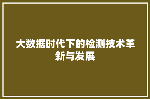 大数据时代下的检测技术革新与发展
