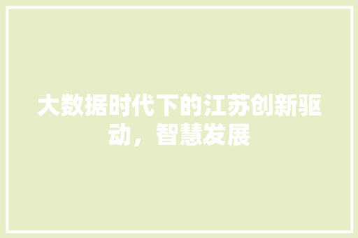 大数据时代下的江苏创新驱动,智慧发展 网络技术 大数据时代下的江苏创新驱动,智慧发展 网络技术