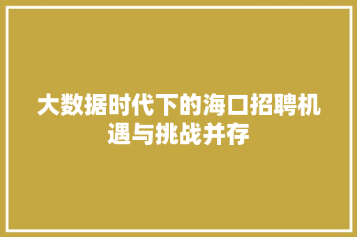 大数据时代下的海口招聘机遇与挑战并存