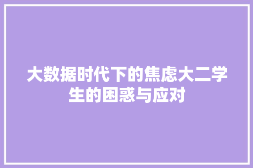大数据时代下的焦虑大二学生的困惑与应对
