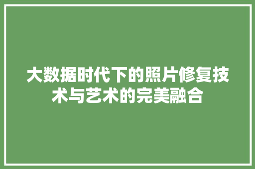大数据时代下的照片修复技术与艺术的完美融合