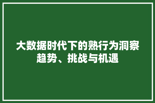 大数据时代下的熟行为洞察趋势、挑战与机遇