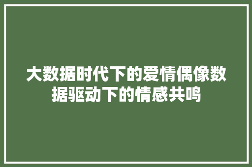 大数据时代下的爱情偶像数据驱动下的情感共鸣