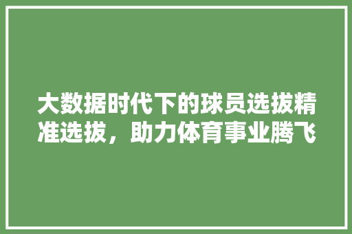 大数据时代下的球员选拔精准选拔,助力体育事业腾飞 电脑基础 大数据时代下的球员选拔精准选拔,助力体育事业腾飞 电脑基础