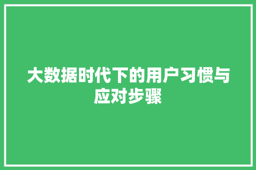 大数据时代下的用户习惯与应对步骤